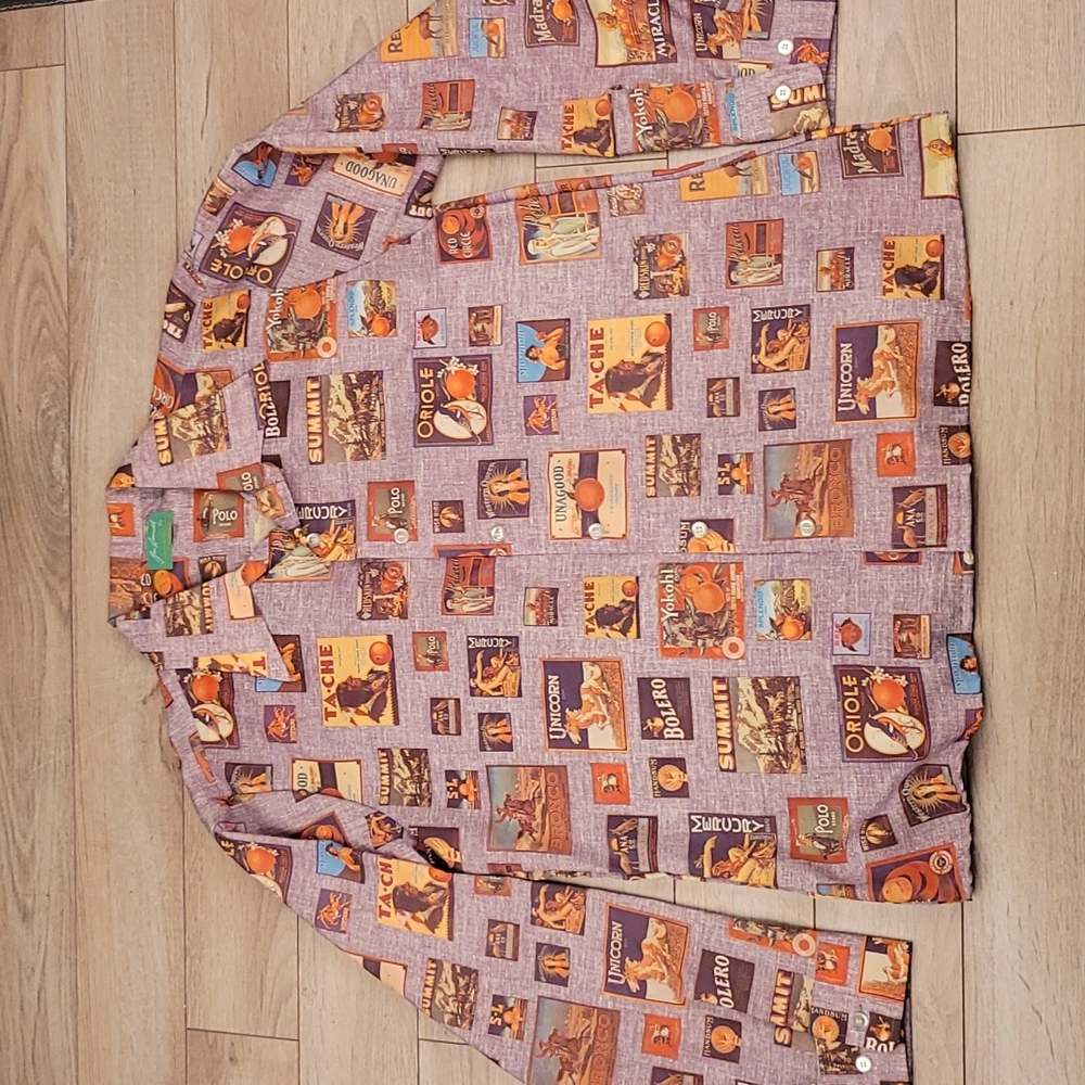 JOE NAMATH Vintage 70s Brown Grey Advertisement Flamboyant Polyester XL Shirt